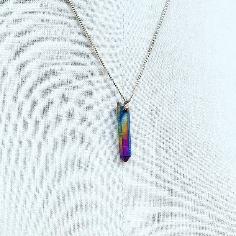 Star Galaxy series mini rainbow-colored quartz Stone collarbone short (neck) medium-length necklace - Necklaces - Gemstone Multicolor