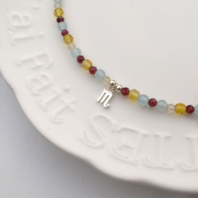Bigman Taipa [Constellation Lucky Stone Series] Scorpio × Natural Stone Beads × Handmade Silver Bracelet - Bracelets - Crystal Yellow
