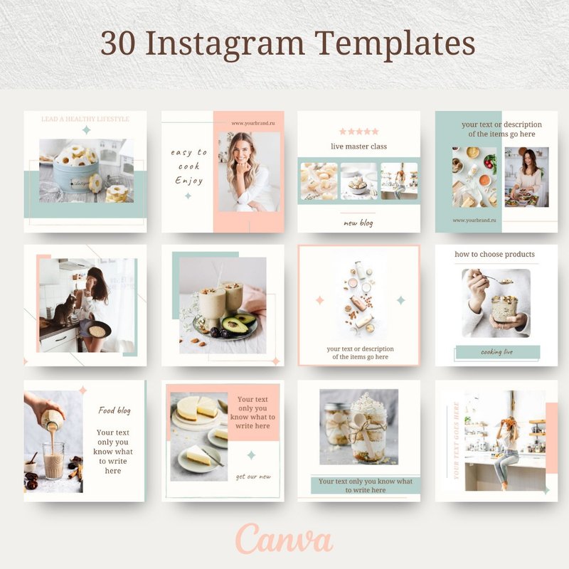 Food instagram templates for Canva. Nutrition Instagram Templates. Food Blogger. - Notebooks & Journals - Other Materials Transparent