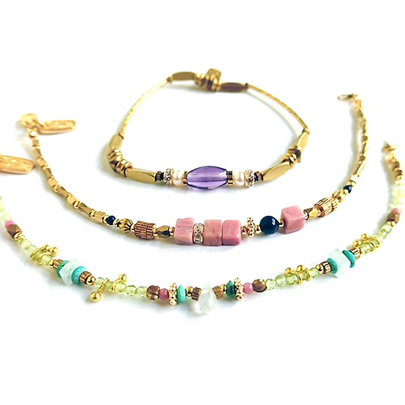 Ficelle | Handmade Brass Natural Stone Bracelet | [Thinking of the Heart] Wang Guirenfu Bag Group - Bracelets - Gemstone 