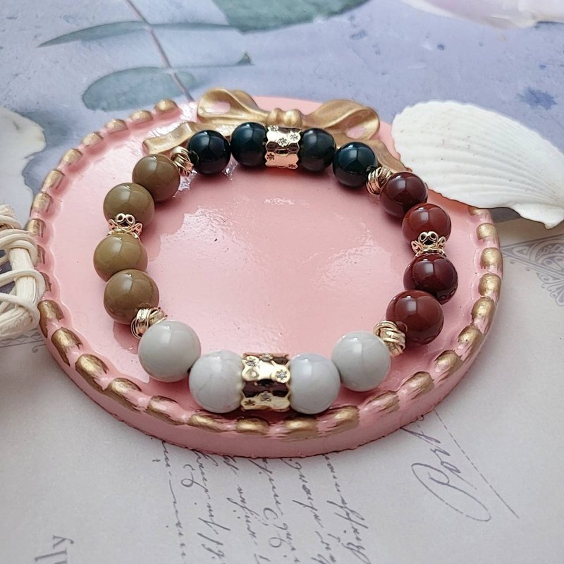 Aphrodite.C Alxa Agate Bracelet-includes 14K gold anti-allergic accessories (designer style) - สร้อยข้อมือ - เครื่องประดับพลอย 