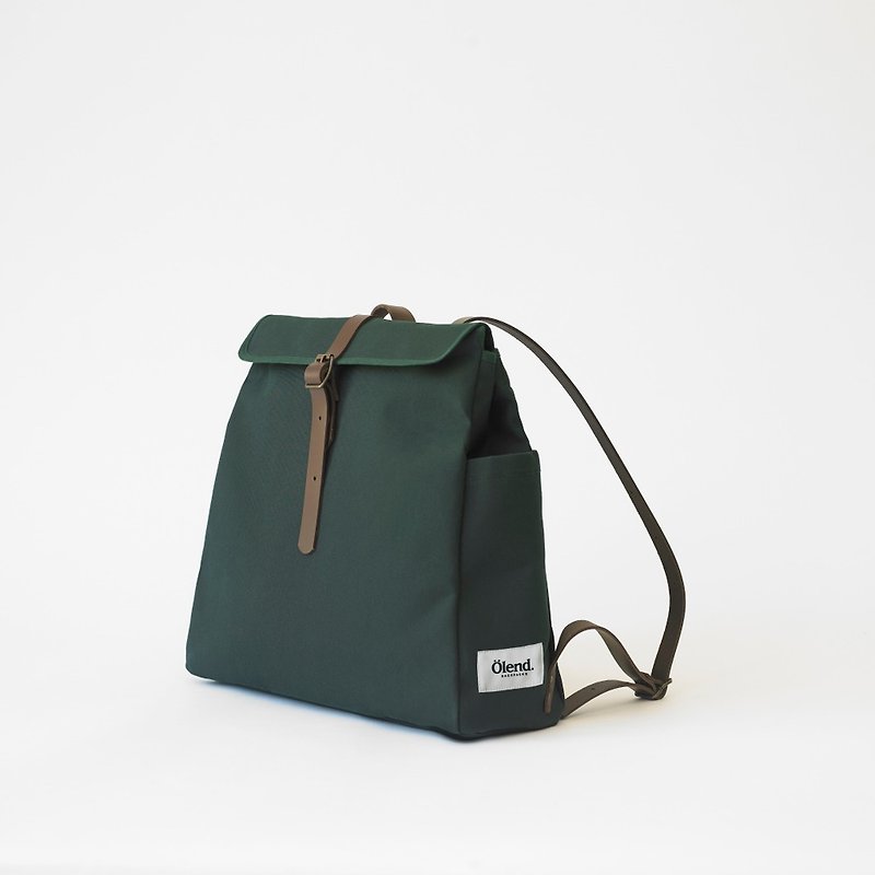 |Spanish handmade | Ölend Tokyo canvas back pack (Dark Green dark green) - กระเป๋าเป้สะพายหลัง - หนังแท้ สีเขียว