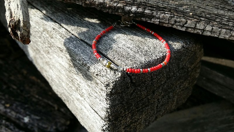 Micro-Cheng | old glass sterling silver - Bracelets - Other Materials Red