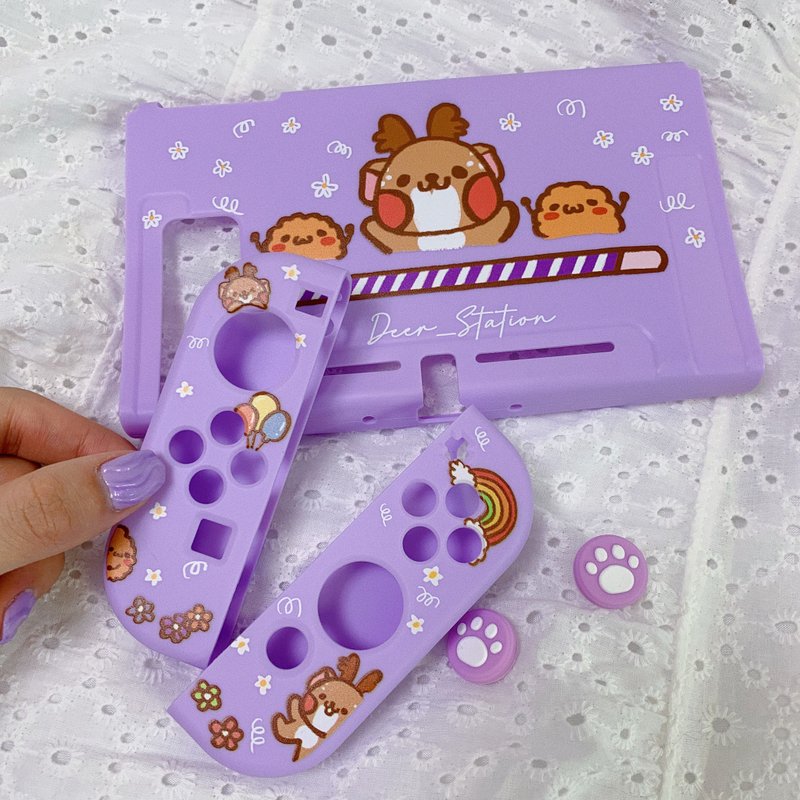 Fawn Deer Cake Switch Cover | Protective Soft Shell---Purple (Customized Name) - แกดเจ็ต - ยาง 