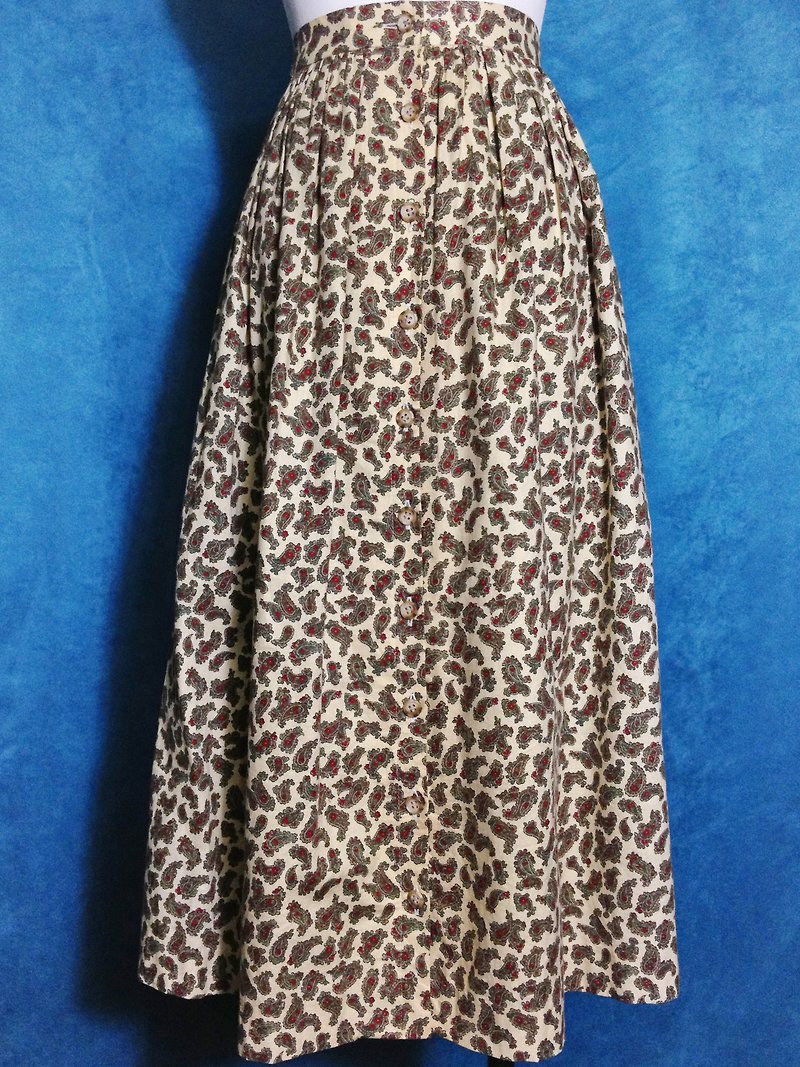 Ping-pong vintage [vintage front skirt / amoeba open buckle cotton vintage dress] abroad back VINTAGE - กระโปรง - เส้นใยสังเคราะห์ หลากหลายสี