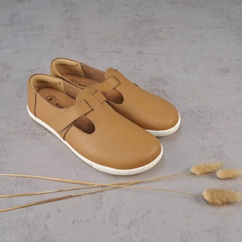 Leather Wenqing Mantou Shoes - Caramel Brown - Women's Casual Shoes - Genuine Leather Multicolor