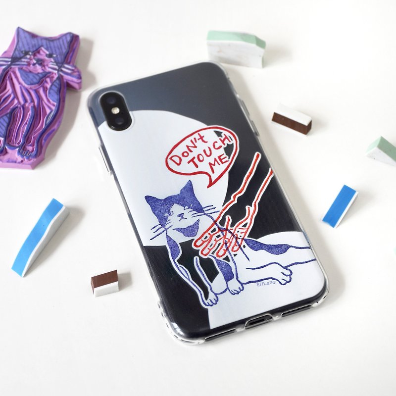 The Stamp Style angry cat pattern phone case, for iPhone, Samsung - เคส/ซองมือถือ - พลาสติก หลากหลายสี