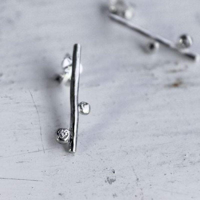 Pierce with a drop - Earrings & Clip-ons - Other Metals Silver
