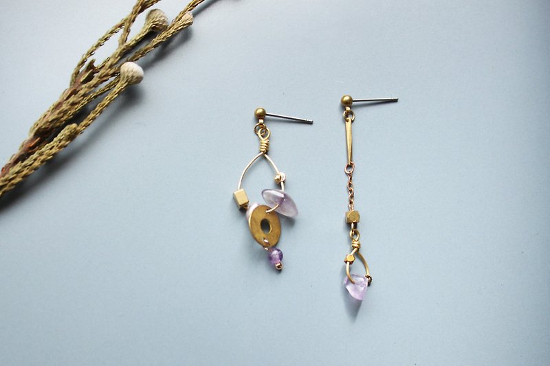 雨水 泠 - 耳環 耳針 耳夾 - 耳環/耳夾 - 銅/黃銅 紫色