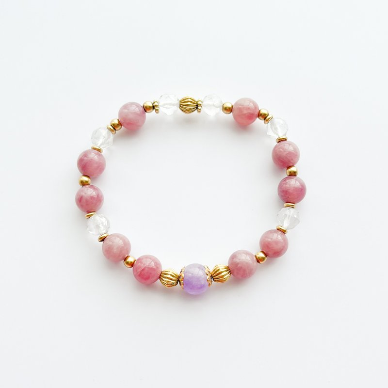 Dance a Waltz / Lavender Amethyst Madagascar Pink Crystal White Crystal - สร้อยข้อมือ - คริสตัล สีม่วง