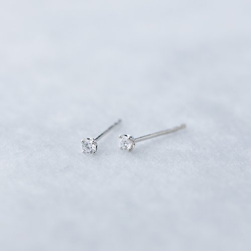 Olivia Yao Jewellery 鑽石 18K 白金細爪鑲耳環 Diamond Stud 18k W