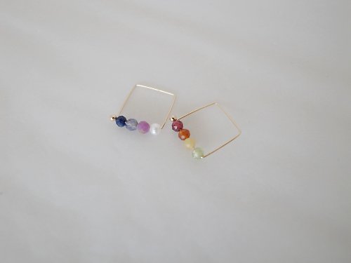 ChloMi 【耳環】彩虹 14K 包金 注金 不對稱 珍珠耳環 情人節禮物