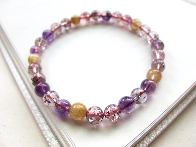 【Wonderful Fenyuan】 three round of the backbone of the crystal x titanium crystal - a series of natural stone - Bracelets - Gemstone Multicolor