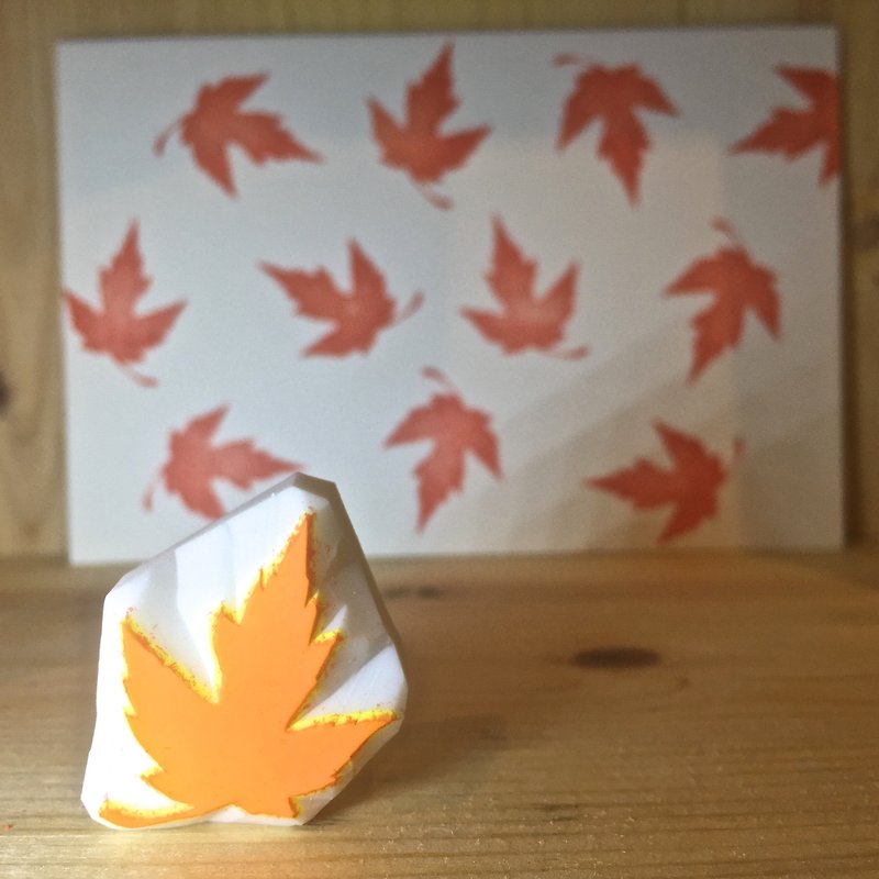 Handmade stamp with postcard(leaf A) - Stamps & Stamp Pads - Rubber 