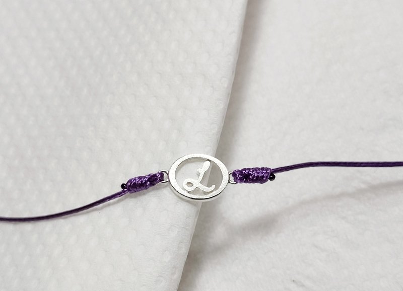 Intimate secret language English alphabet sterling silver braided bracelet L UV light customized gift - สร้อยข้อมือ - เงินแท้ สีม่วง