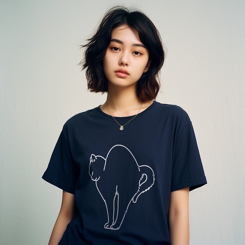 Cat Song/Wake Up/Fanwu Pure Cotton Men's and Women's Loose Printed Creative T-Shirts - Women's T-Shirts - Cotton & Hemp 