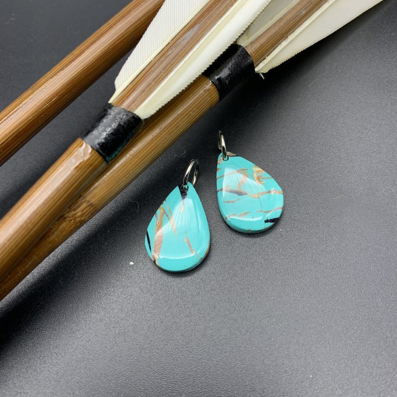 Stone Series Turquoise Soft Pottery Earrings/Ear Hooks/ Clip-On - Earrings & Clip-ons - Clay Green