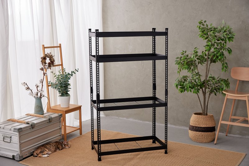 台灣製/優米/角鋼/層架/四層免螺絲連接角鋼架1836 四層中型 網片 - 其他家具 - 其他材質 黑色