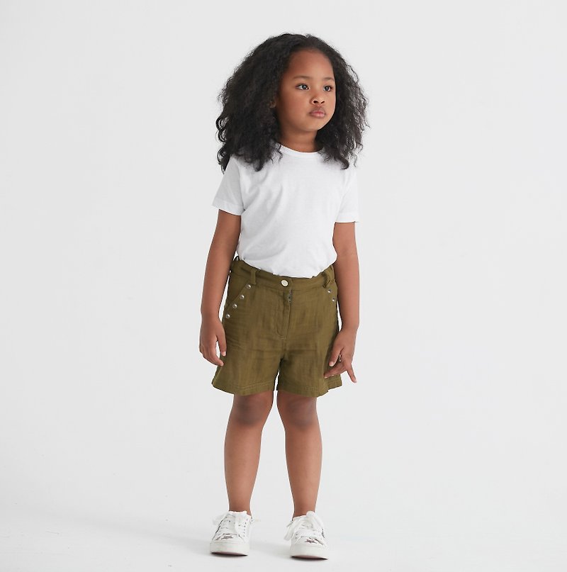 Studded Rock Shorts - อื่นๆ - ผ้าฝ้าย/ผ้าลินิน สีเขียว
