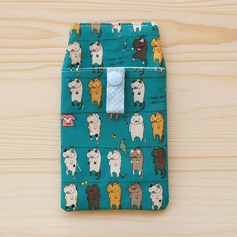 Sun kitty pocket pencil _ blue / with certificate bag - กล่องดินสอ/ถุงดินสอ - ผ้าฝ้าย/ผ้าลินิน สีน้ำเงิน