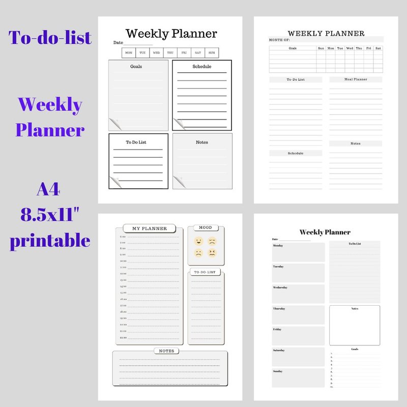Weekly Planner To-Do-List Printable Downloadable File PDF Print  8.5x11 inch - 其他數位商品 - 其他材質 