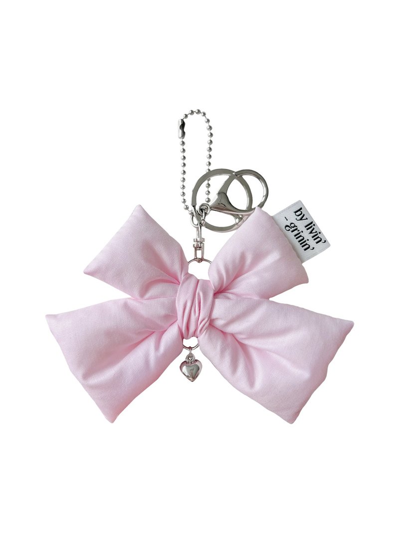 double ribbon keyring_bubble pink - 鑰匙圈/鑰匙包 - 其他人造纖維 粉紅色
