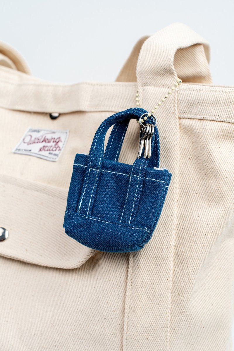 Junior : Tote Keyring : Denim - 鑰匙圈/鑰匙包 - 棉．麻 藍色