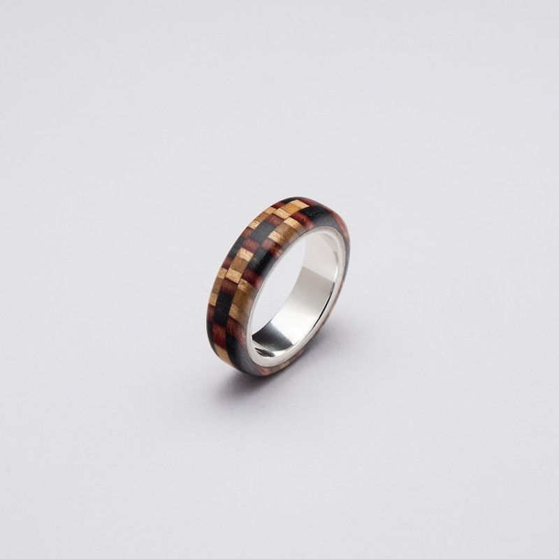 寄木樣式戒指R0409006 - 戒指 - 木頭 黑色