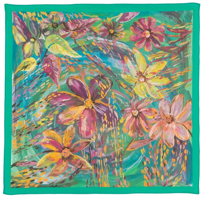 Pavlovo Posad Shawl, Russian Neck Scarf Natural 100% Silk Summer Wrap 10006-9 - 絲巾 - 絲．絹 多色