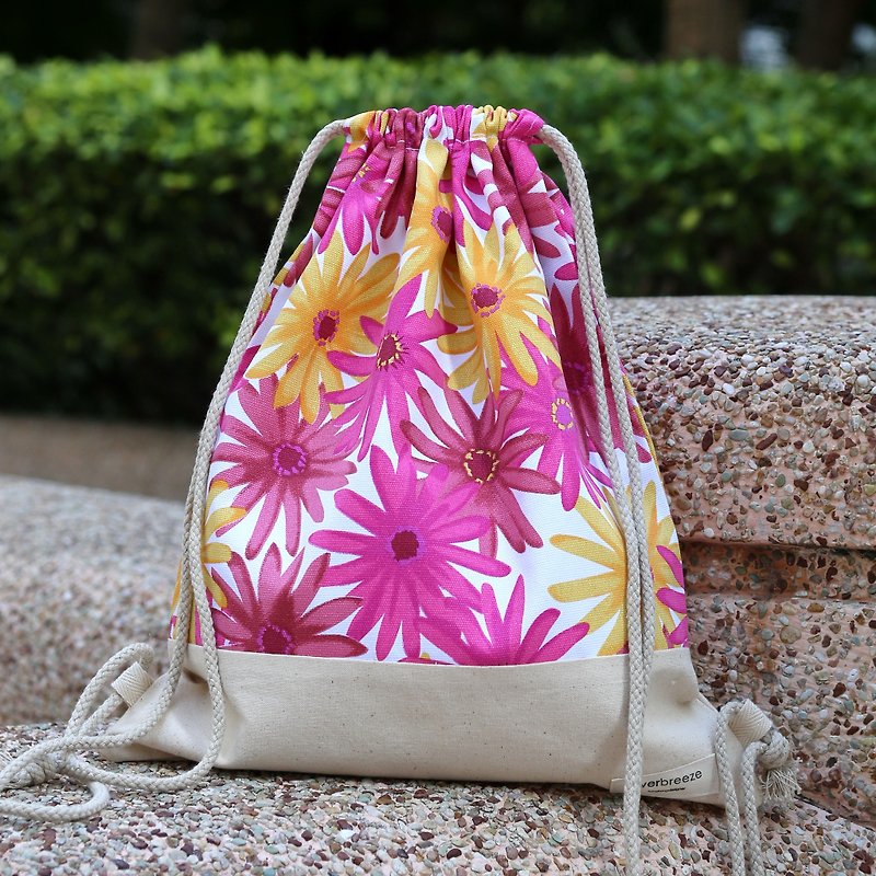Silverbreeze~ Bundle Back Backpack ~ Big Chrysanthemum (B99) (off the box) - Drawstring Bags - Cotton & Hemp Multicolor