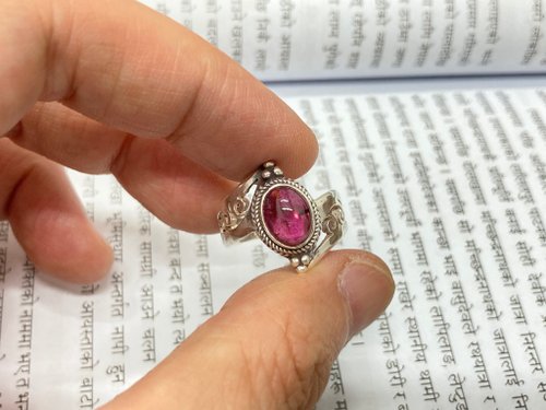 奈爾裡 天然 碧璽 戒指 尼泊爾製 925純銀 手工製