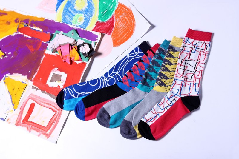 Aiqier Gallery creative socks - ถุงเท้า - ผ้าฝ้าย/ผ้าลินิน 