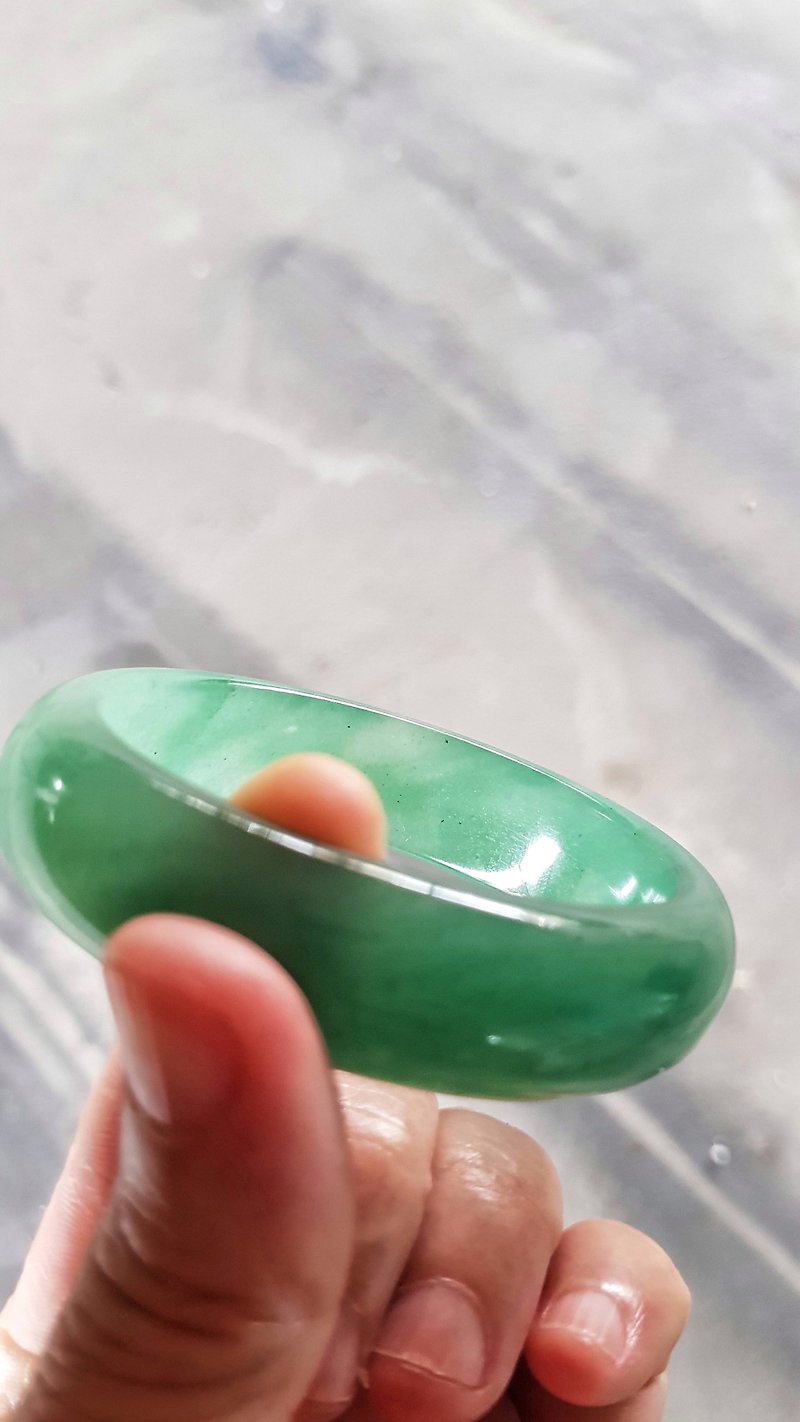 Miss feng natural stone-natural agate jade wide version large size bracelet - สร้อยข้อมือ - หยก 