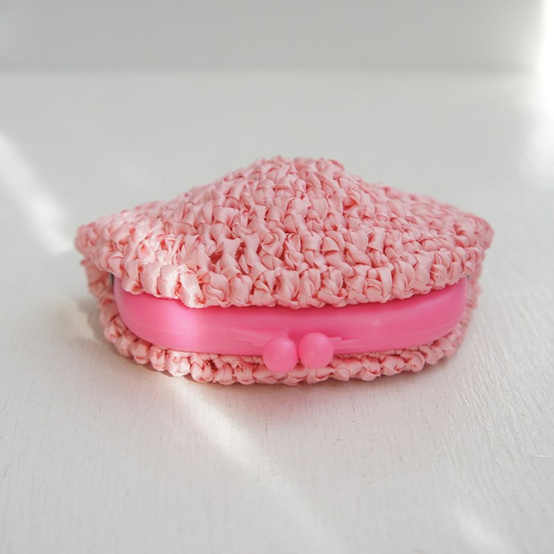 Ba-ba handmade Ribbon yarn crochet coinpurse  No.C1287 - 散紙包 - 其他材質 粉紅色