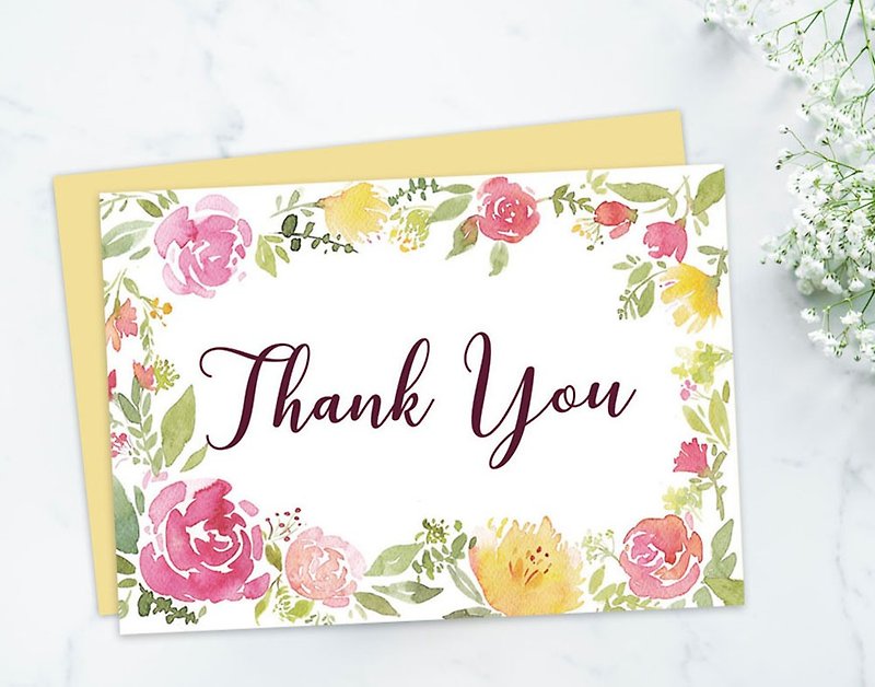 Watercolor flowers for you - Thank you card / Cards - การ์ด/โปสการ์ด - กระดาษ 