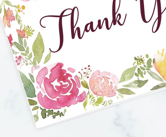 Pink Floral Watercolor Thank You Note Cards – Cricket, 44% OFF