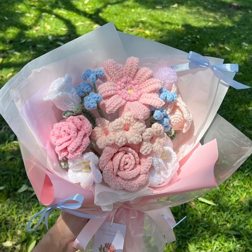 Faya 毛線永生花｜鉤織小物 獅子座專屬生日花束 編織花 鉤織花 針織花 生日花束七夕