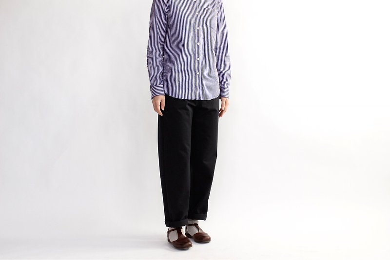Cotton twill pants / navy - กางเกงขายาว - ผ้าฝ้าย/ผ้าลินิน สีน้ำเงิน