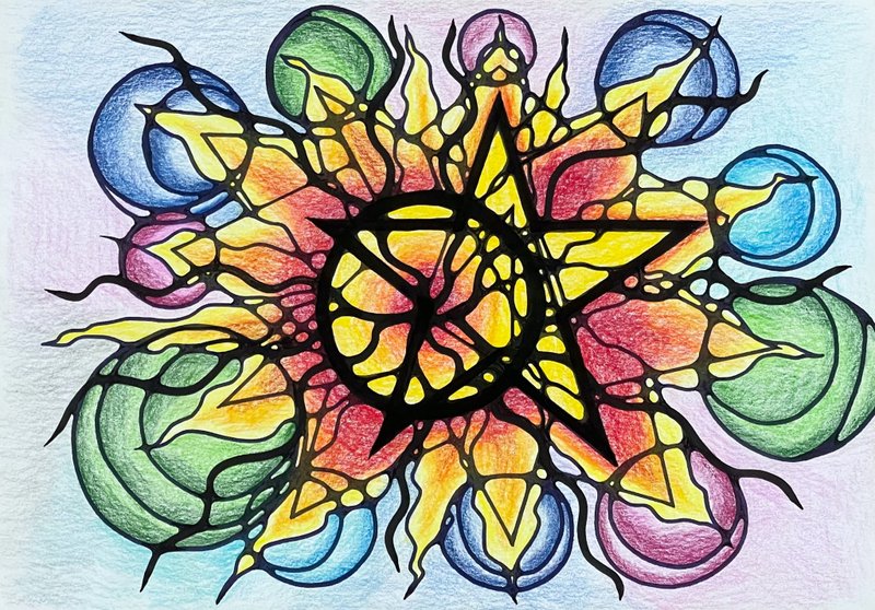 Winner star. Modern Art. Original drawing. - 壁貼/牆壁裝飾 - 紙 