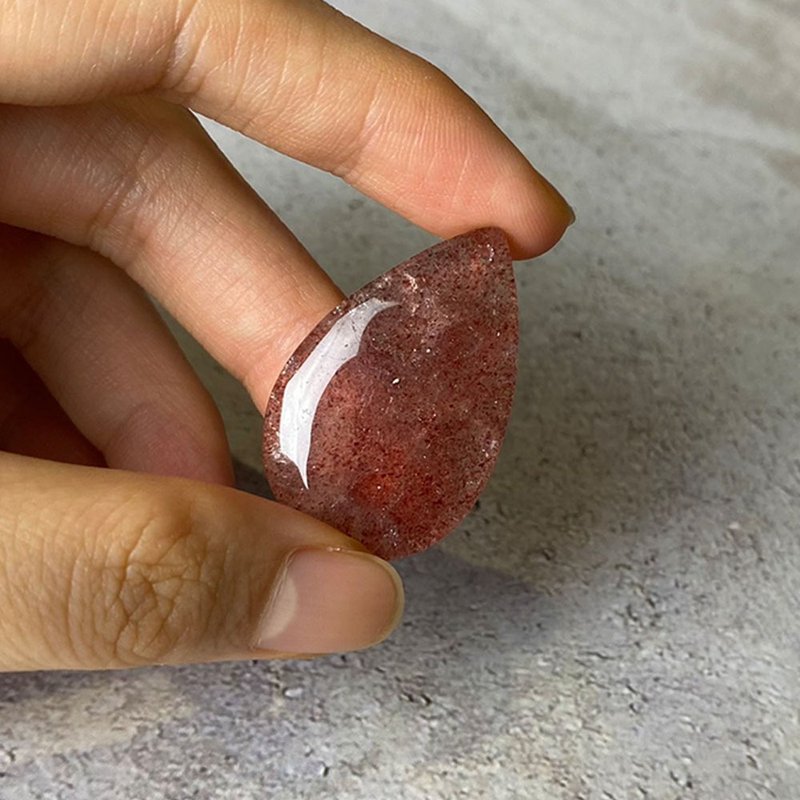 【微瑕疵福利品】草莓晶水滴吊墜 (S925純銀x項鍊x鎖骨鍊) - 鎖骨鍊 - 寶石 粉紅色