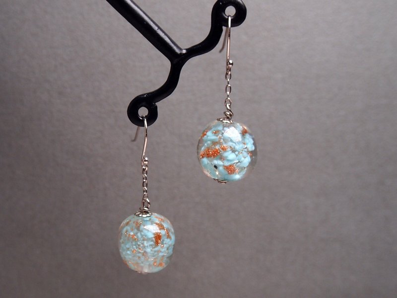 #GE258 Murano Glass Beads Earring - ต่างหู - แก้ว สีน้ำเงิน