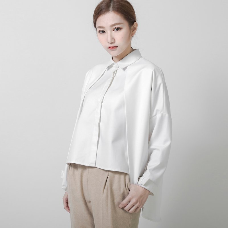 Triangle Triangle Shirt _6AF010_White - เสื้อผู้หญิง - ผ้าฝ้าย/ผ้าลินิน ขาว