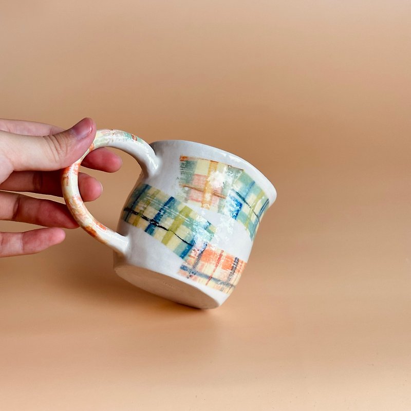 キラキラ colorful washi tape style mug - Other - Pottery 