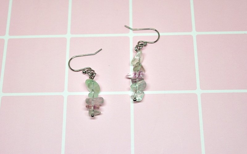 Stainless Steel X Natural Stone Hook Earrings <Firefly at Night> - Earrings & Clip-ons - Stainless Steel Multicolor