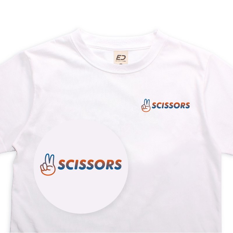 Order-[Little Hands of Love] Scissors Scissors Short T/Men's T-shirt/Women's Top/T-Shirt - เสื้อยืดผู้ชาย - ผ้าฝ้าย/ผ้าลินิน ขาว