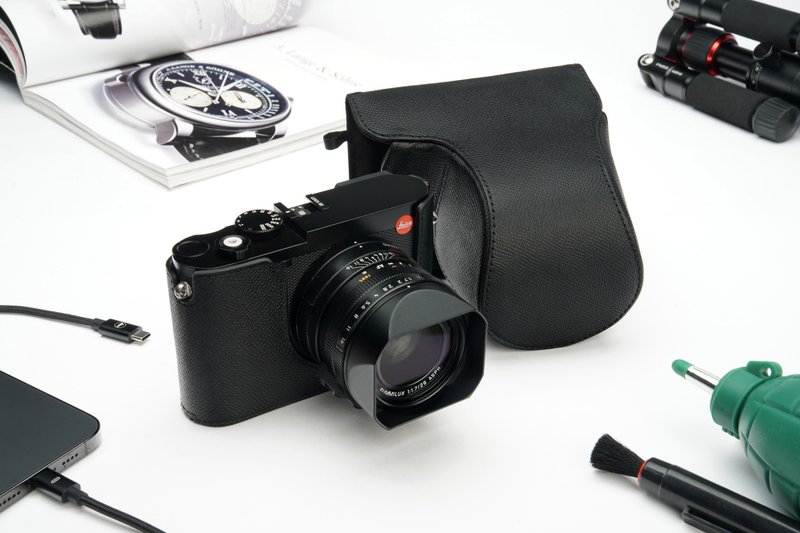 適用機型LEICA Q3 手掌紋皮革相機底座全包覆皮套 - 相機包/相機袋 - 真皮 多色
