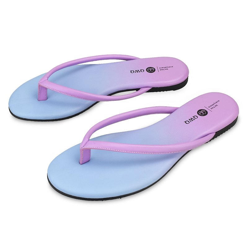 Super soft wear-resistant leather character flip flops Colorful series Mystery Purple Lining No gravity insole Ultra comfortable Rain can wear - รองเท้าแตะ - หนังเทียม 