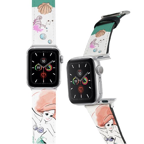 i-Smart Disney-Apple Watch錶帶-皮革系列-藝術風美人魚 Ariel