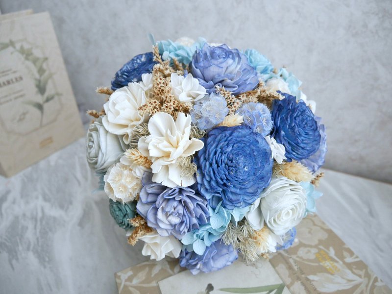 Round dried flower bouquet [fashionable blues] share the bouquet/everyone will win a prize - Dried Flowers & Bouquets - Plants & Flowers Blue