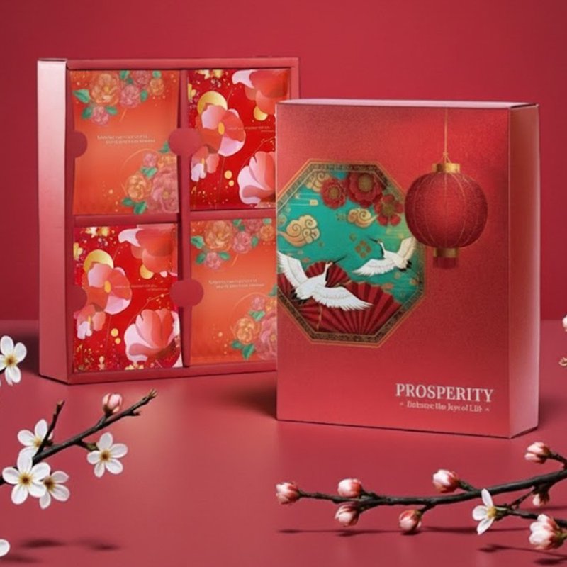 Abundant Treasures — Geisha Single Origin Coffee Gift Box (20 Count) 2026 Year of the Dragon Lunar New Year Gift Box - กาแฟ - กระดาษ สีแดง